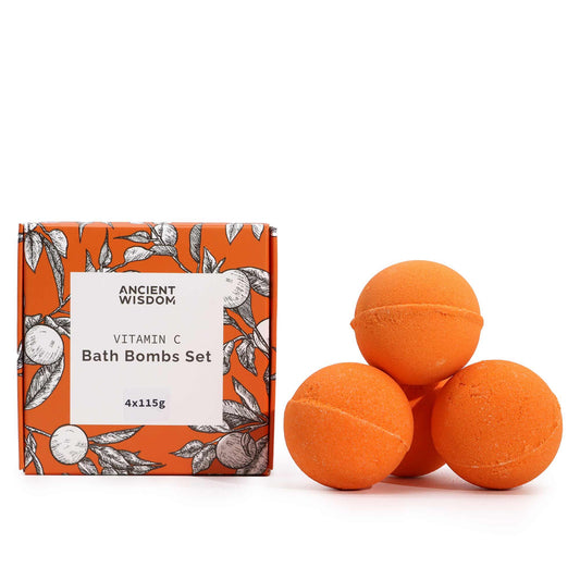 Spritzige Vitamin C Badebomben Set Aromatherapie Quartett