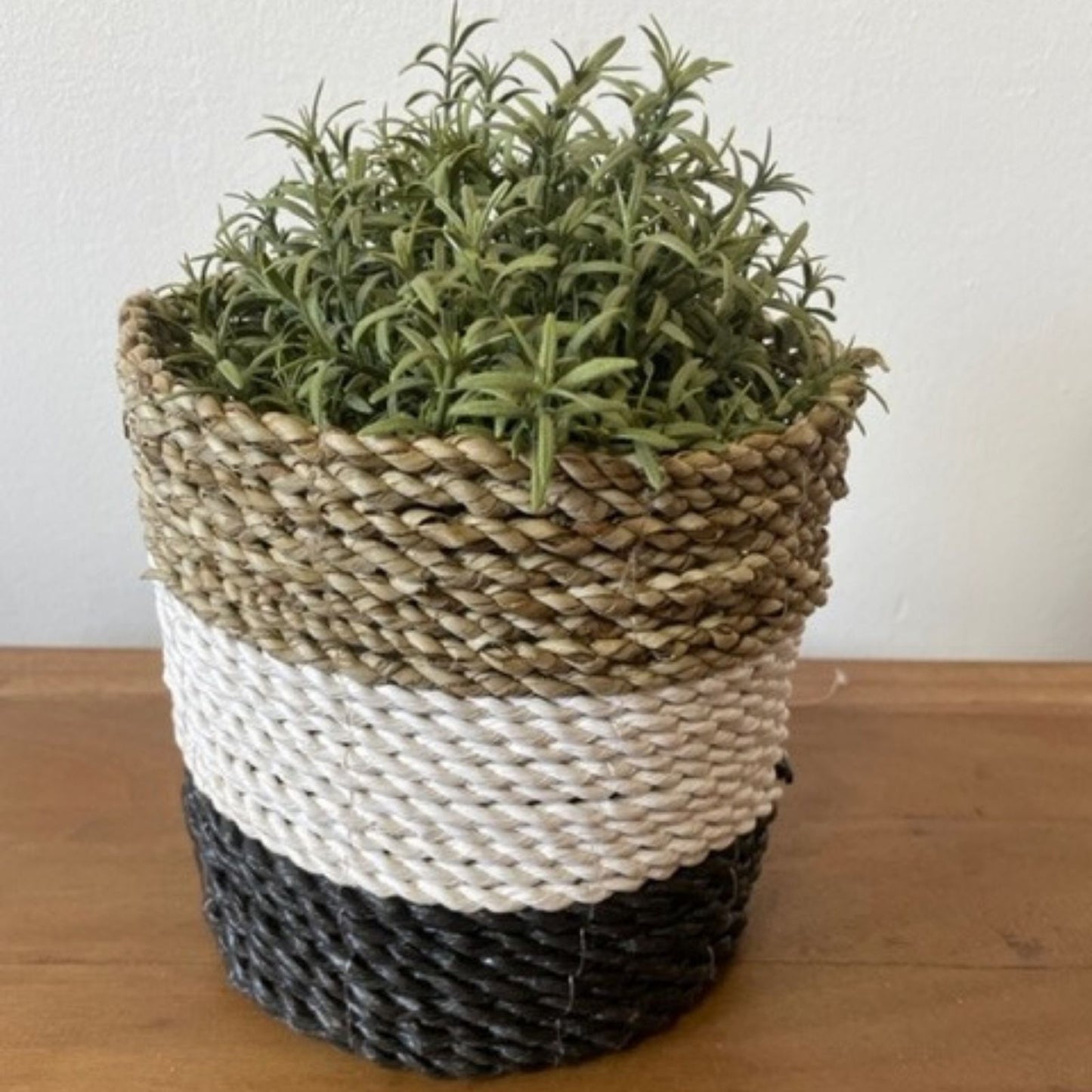 Seagrass Korb Set Dunkelgrau Weiß Natur