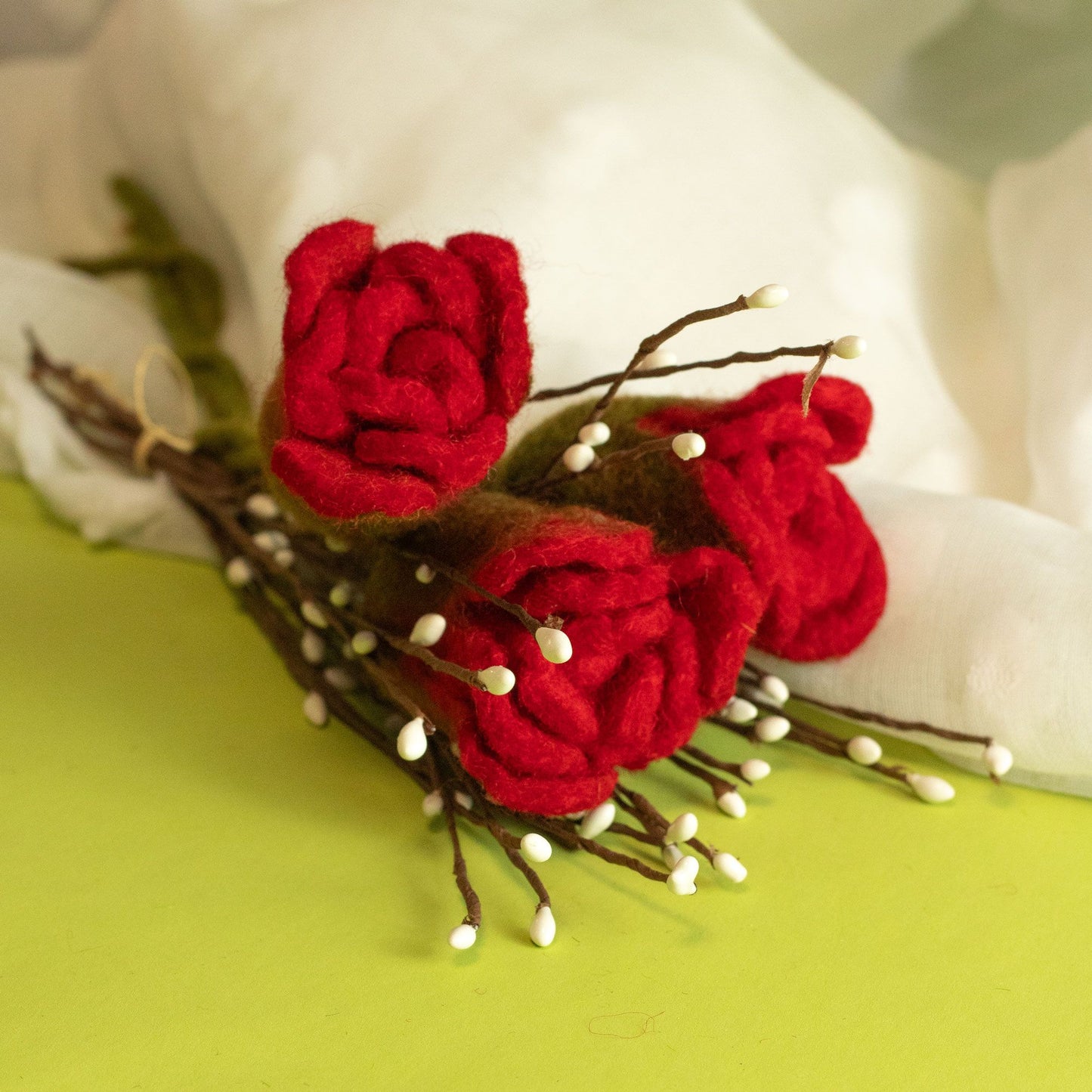 6 Stück Filzblumen Rosen Gemischte Farben