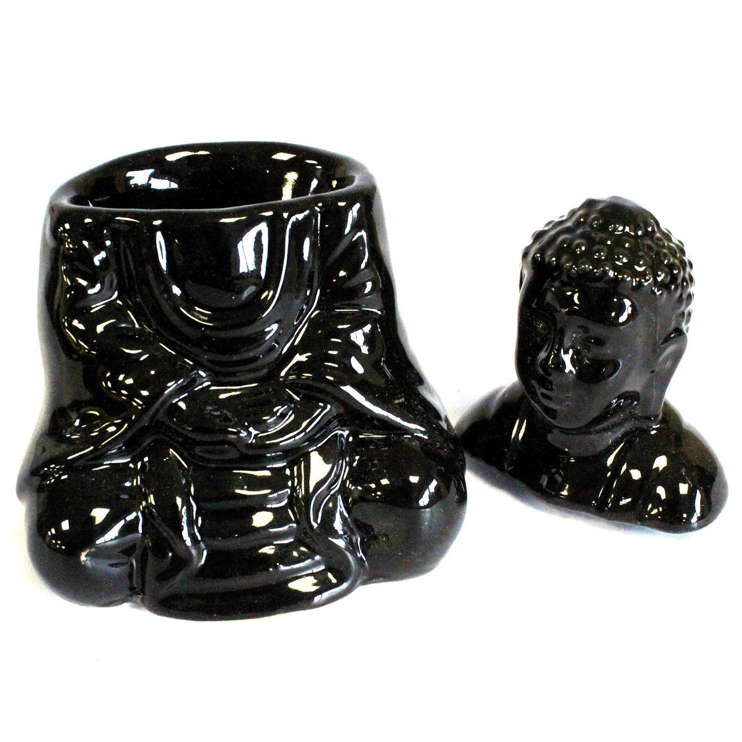 Sitzender Buddha Öl-Brenner Schwarz