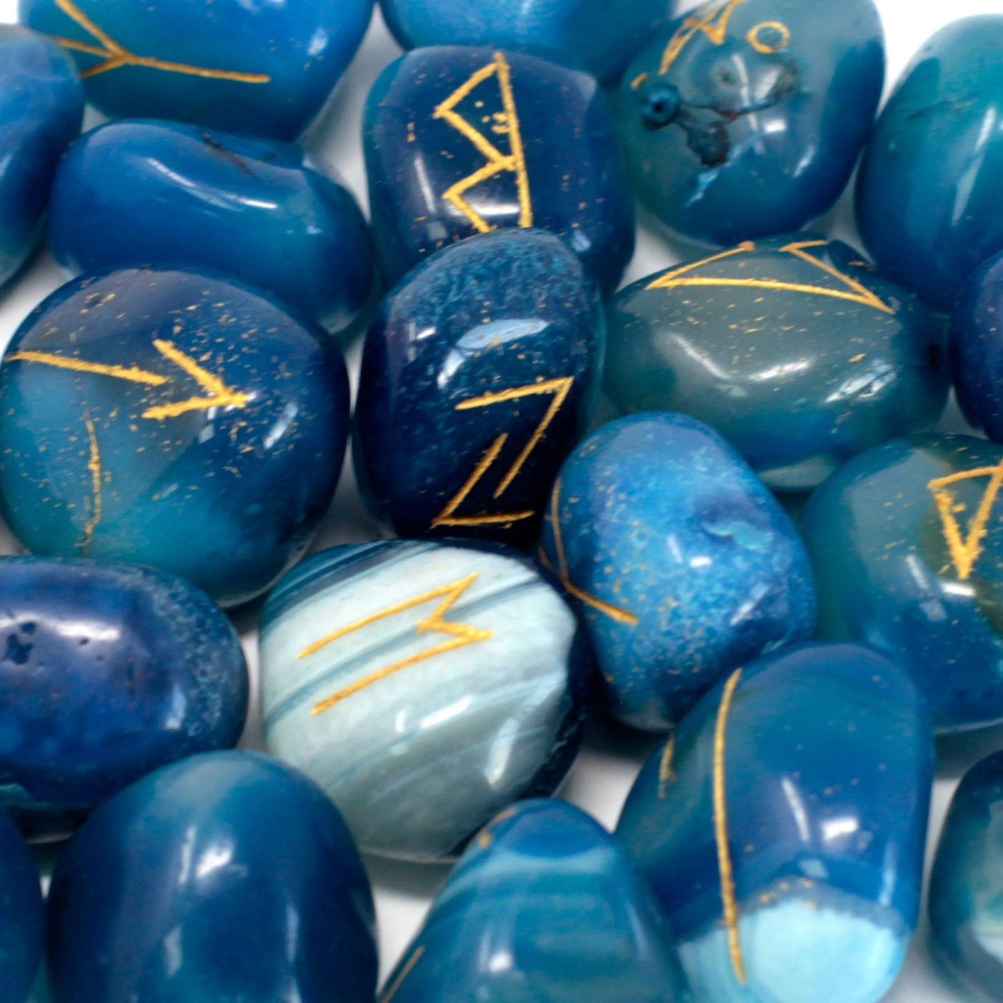 Runensteine Set in Beutel - Blauer Onyx