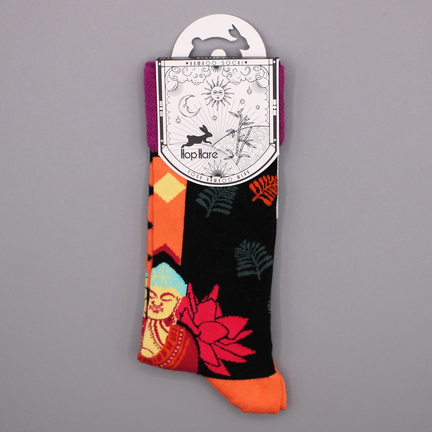 Hop Hare Bambus Socken 41-46 Pink Buddha Und Lotus