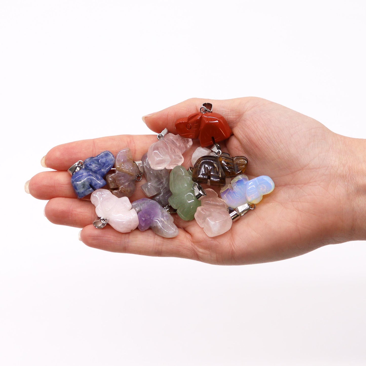 Edelstein Glückselefanten Anhänger 12 Verschiedene 25x15mm