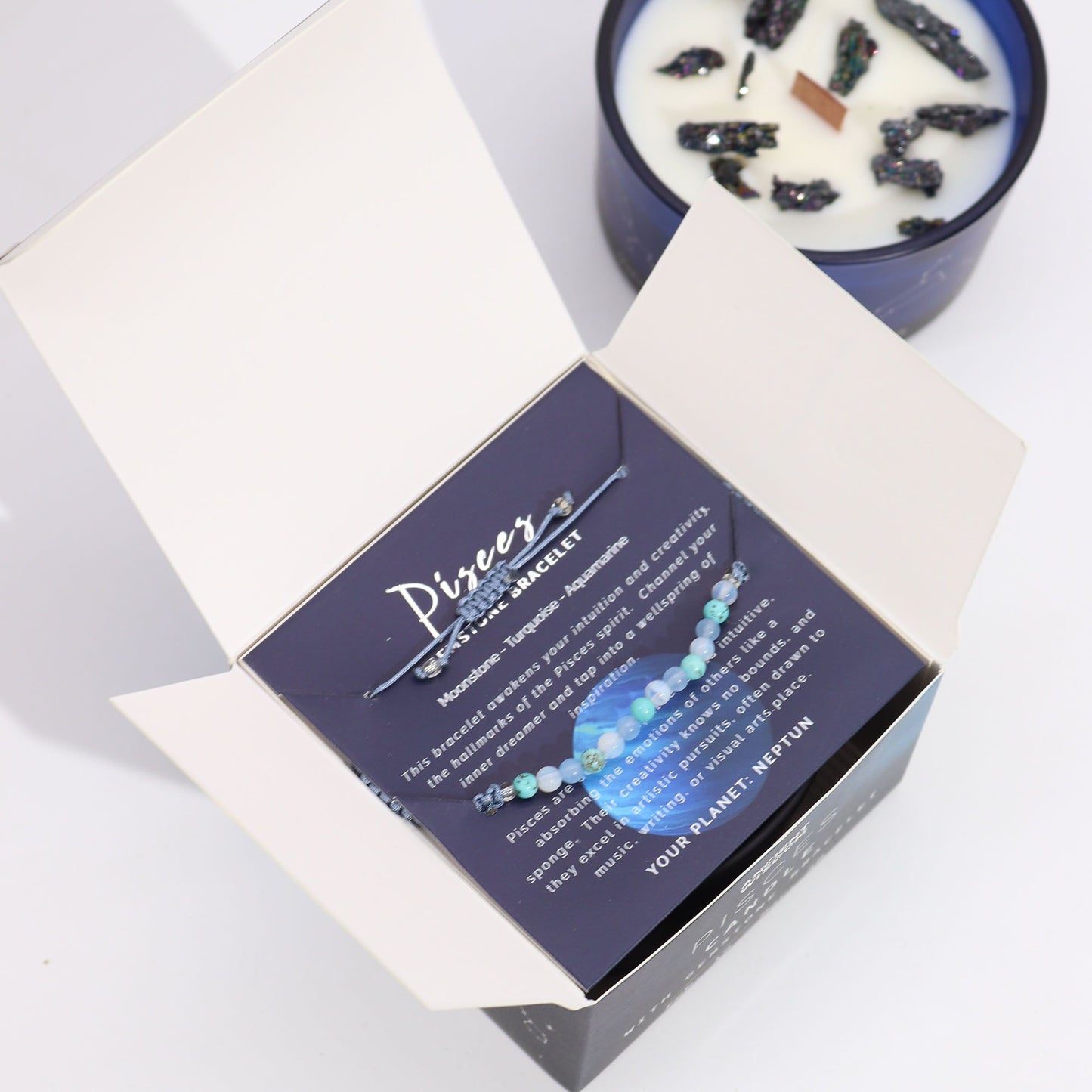 Zodiac Kristallkerze Mit Edelsteinarmband - Fische