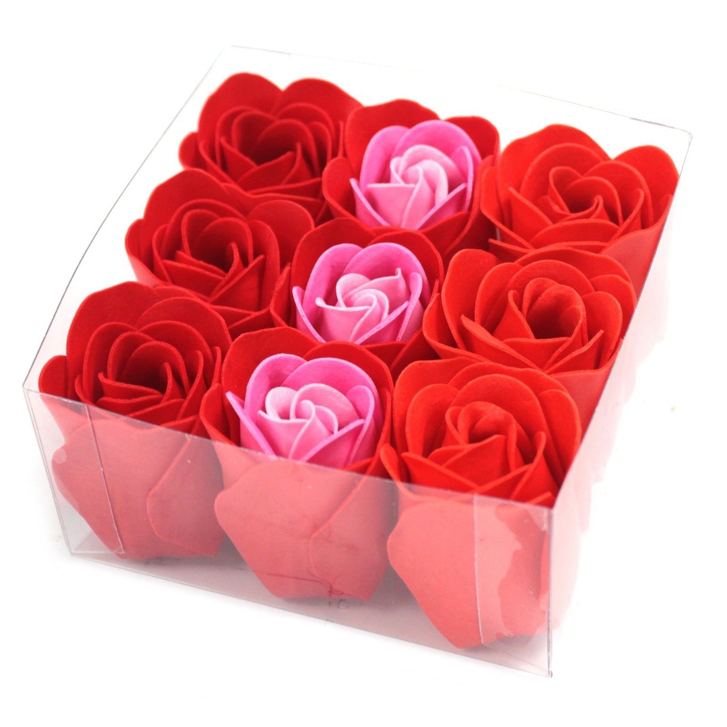 Set Mit 9 Seifenblumen - Rote Rosen