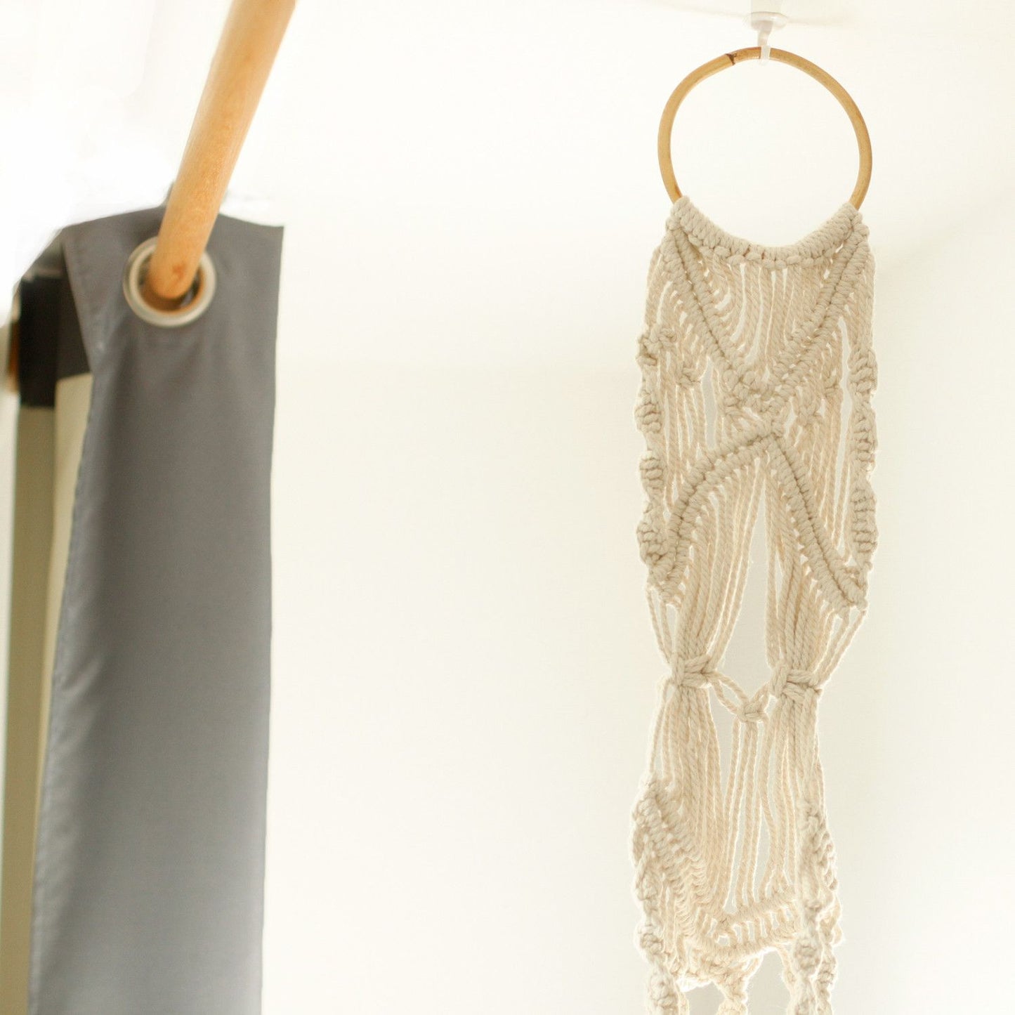 Macrame Pflanzenhänger Lang Mit Rattan Ring