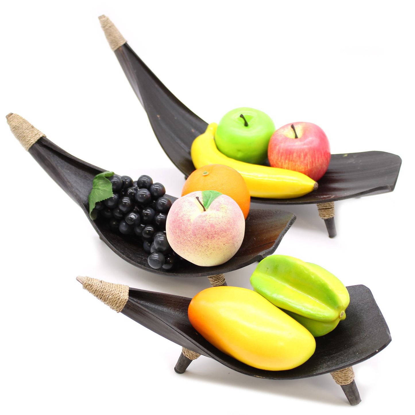 Kokosblatt Obstschalen Set - Schokolade