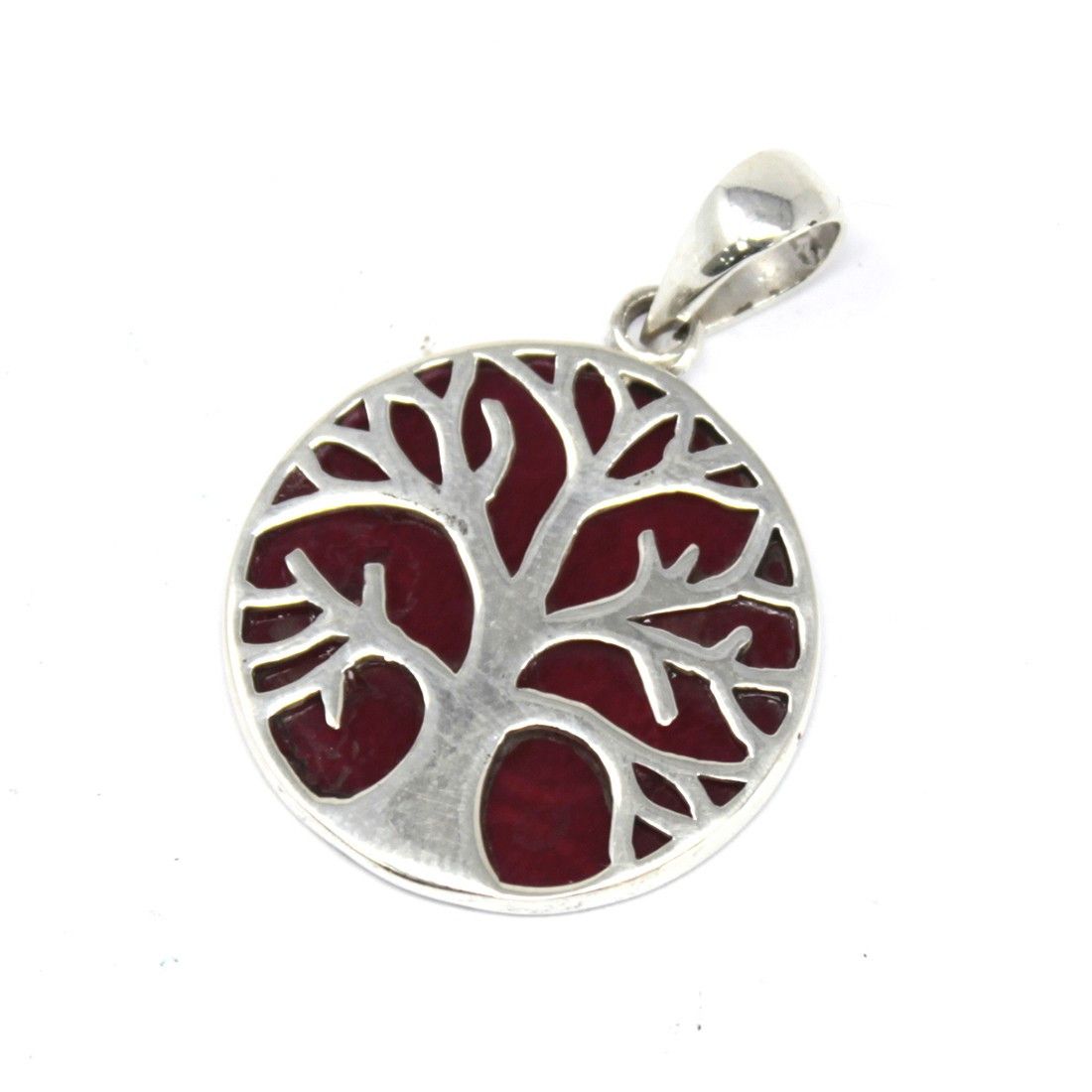 Baum Des Lebens Silber Anhänger 22mm - Koralleffekt