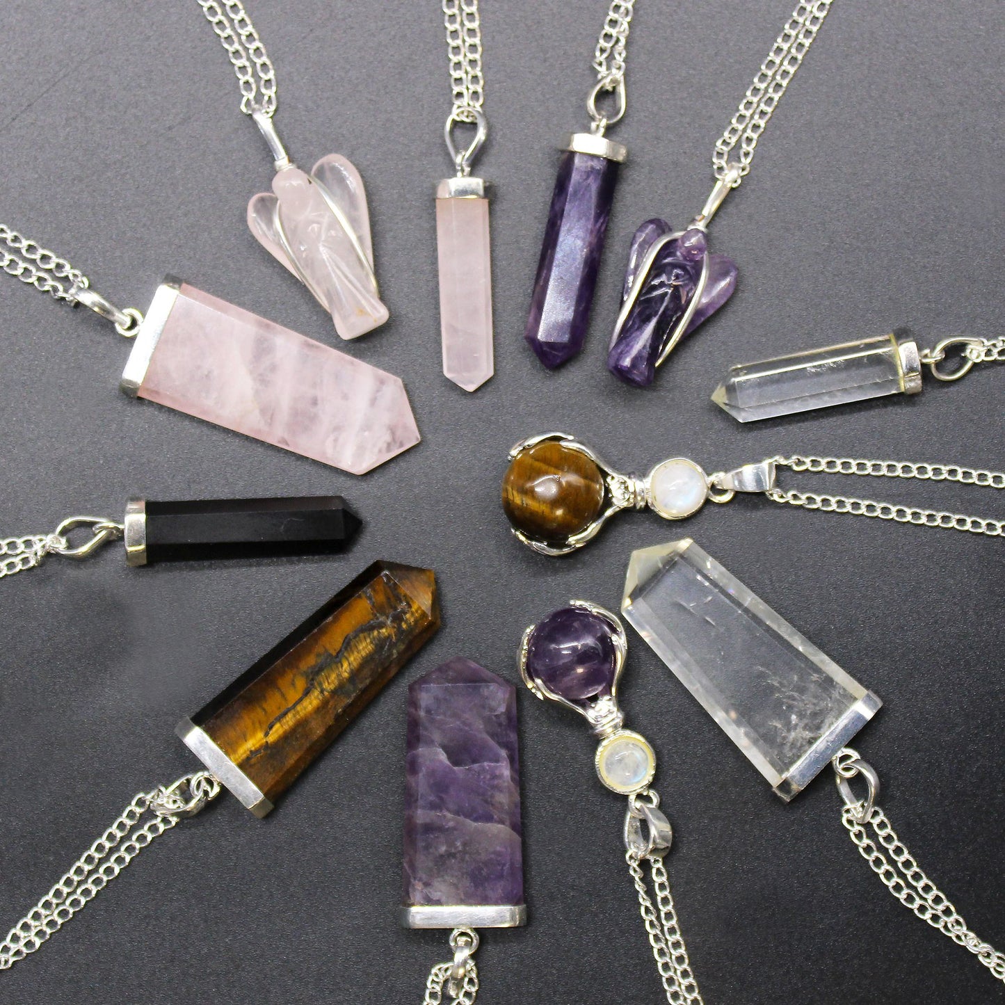Edelstein Flach Bleistift Anhänger - Amethyst