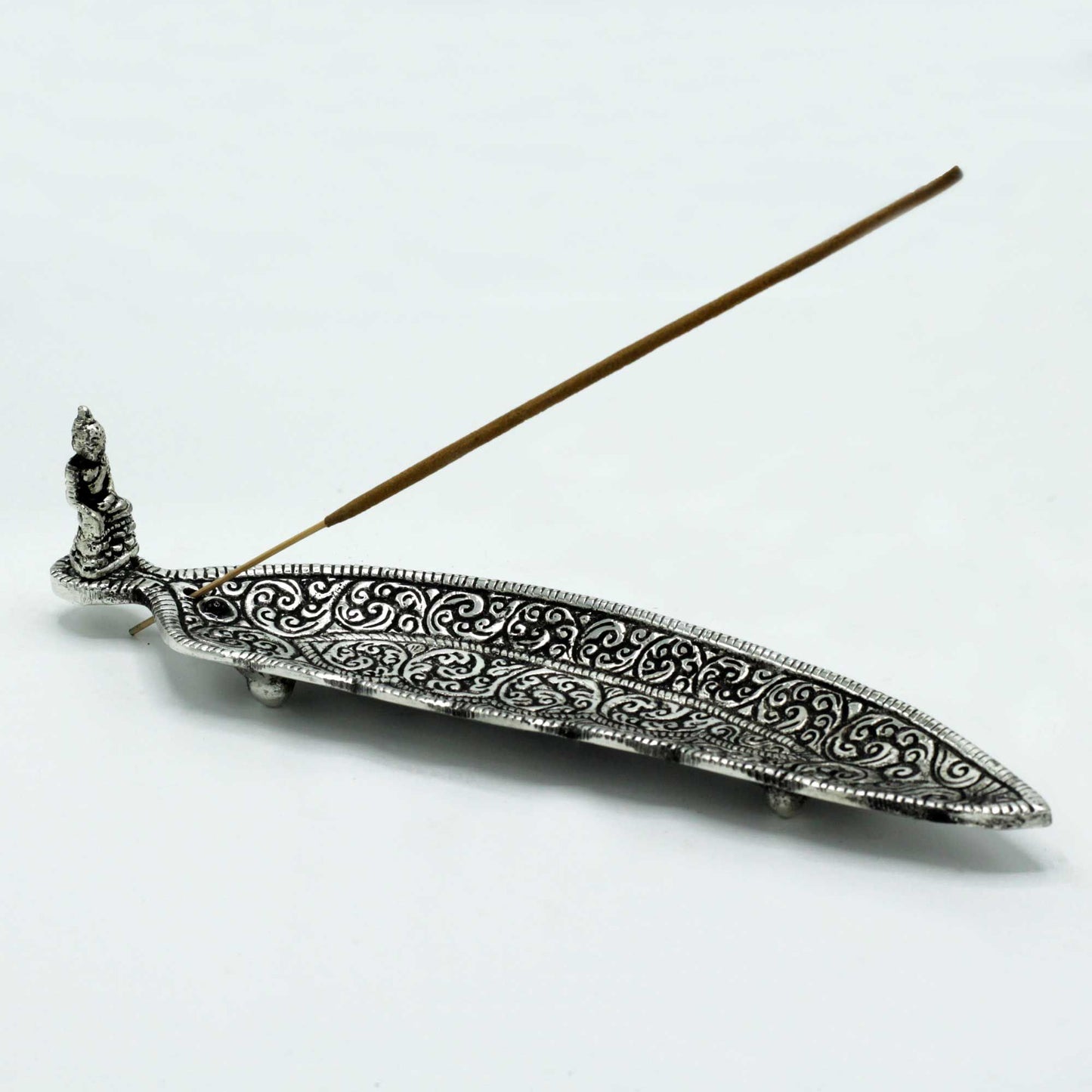 Polierter Aluminium Buddha Langer Räucherstäbchenhalter 23cm