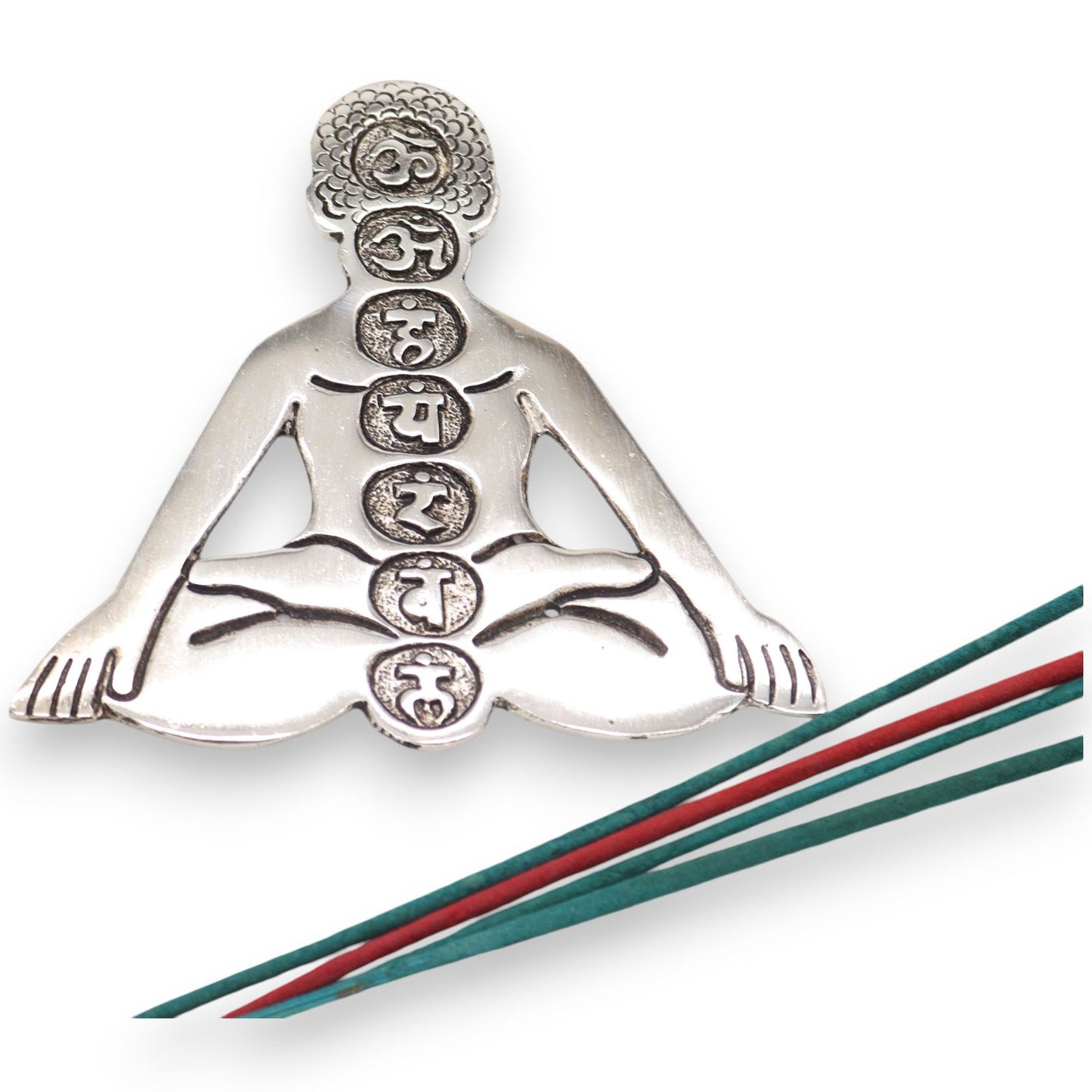 Polierter Aluminium Sieben Chakra Räucherstäbchen Halter 12x12cm