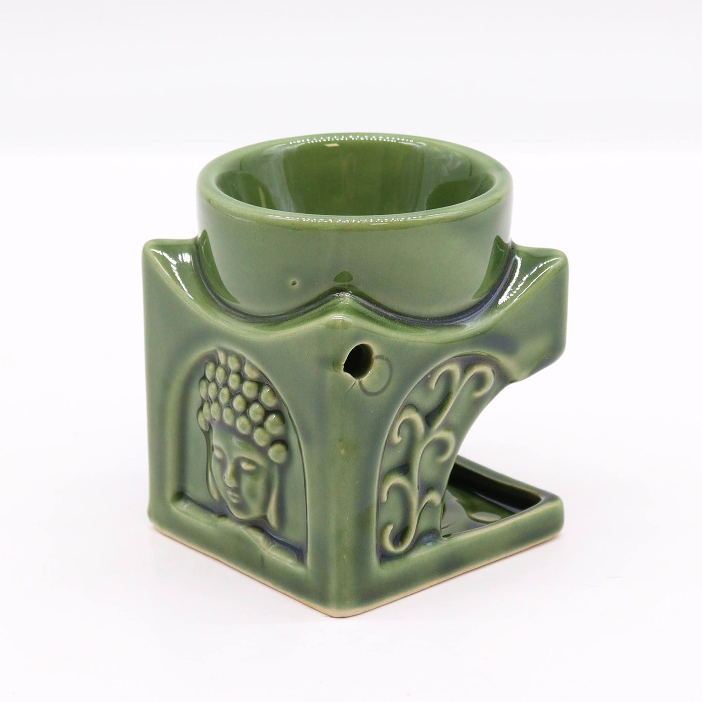 Quadratischer Buddha Brenner Dunkel Jade
