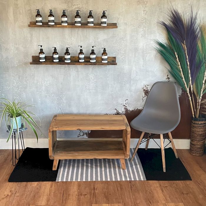Indischer Baumwollteppich 70x170cm Schwarz Grau