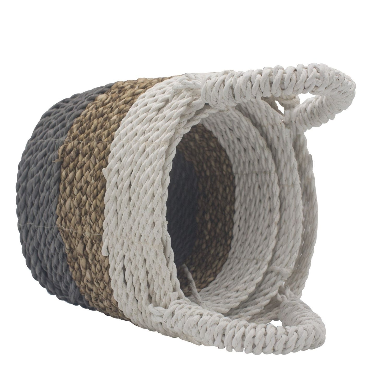 Seagrass Korb Set Grau Natur Weiß