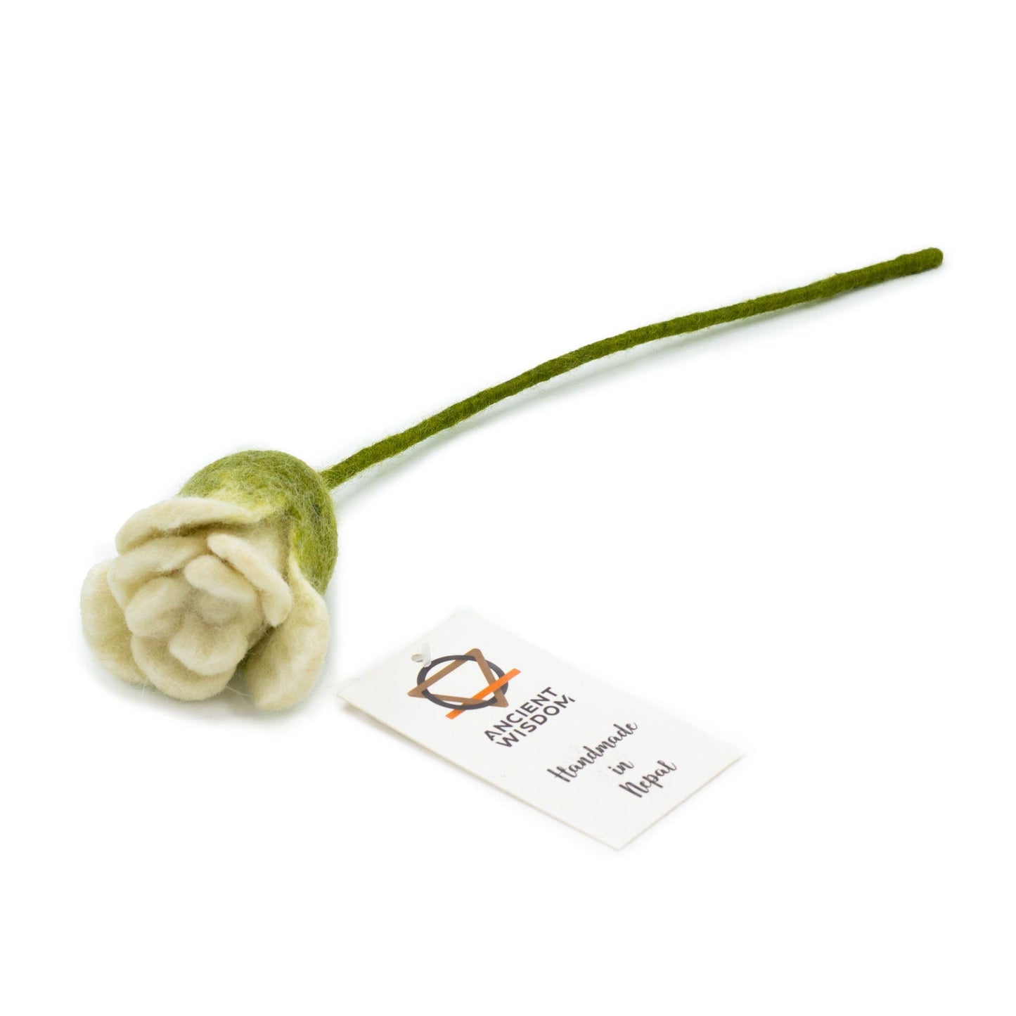 6er Set Filzblumen - Weiße Rosen