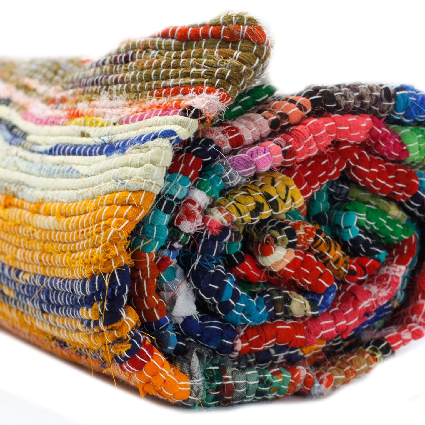 155 x 90cm Luxus Teppich Aus Rags - Natur