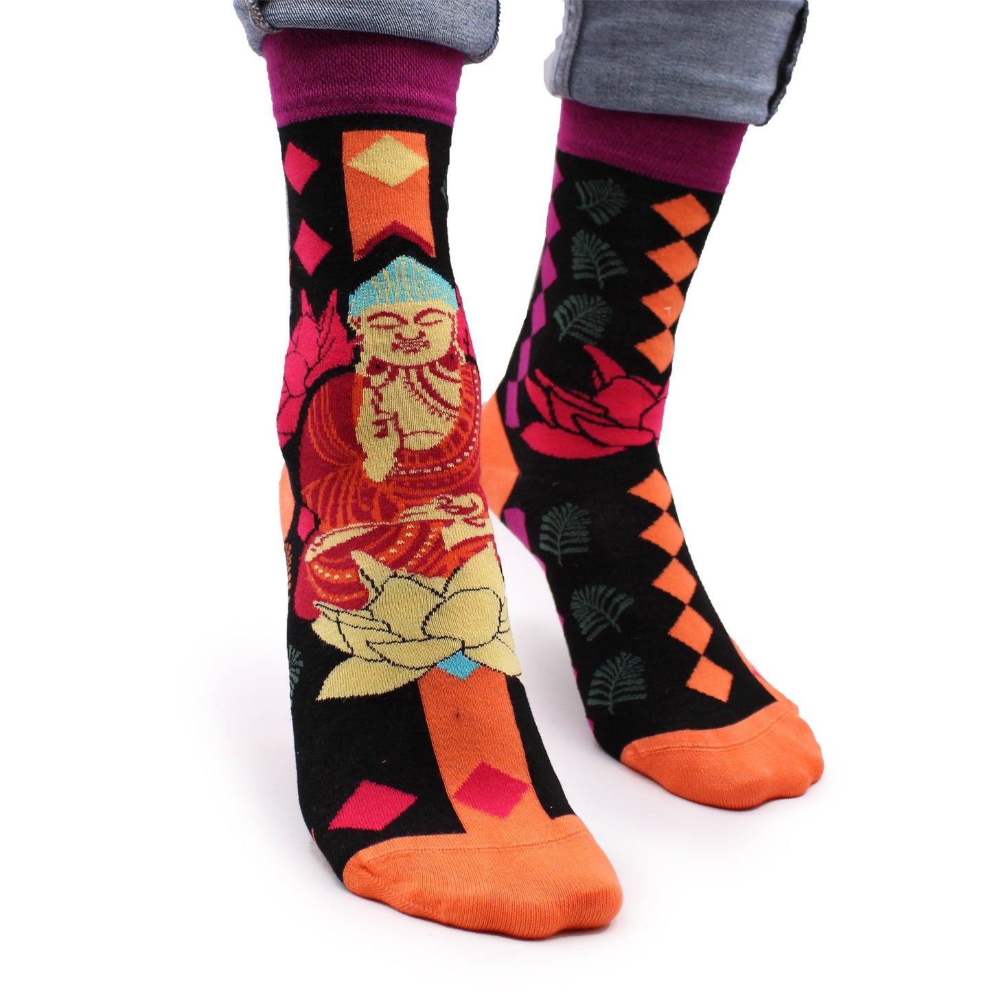Hop Hare Bambus Socken 41-46 Pink Buddha Und Lotus