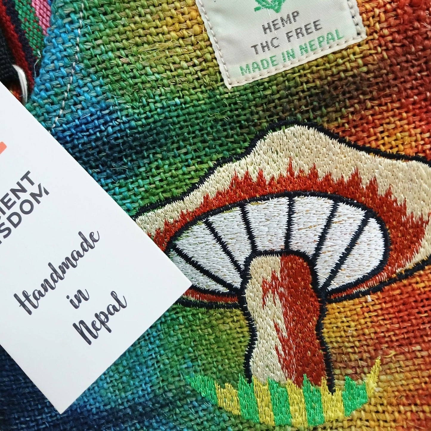 Hanf Stickerei Pilz Party Tasche - Orange Pilze