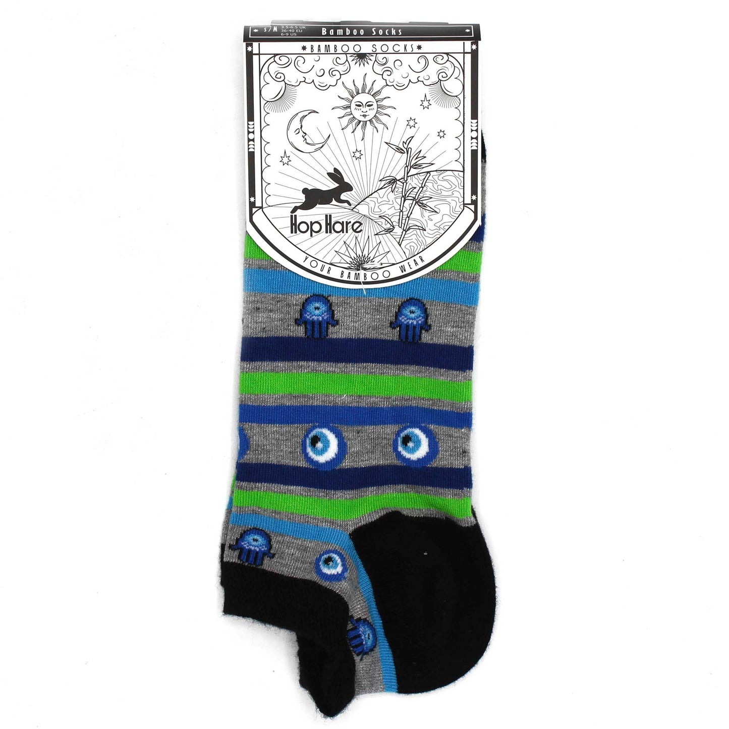 ML Hop Hare Bambussocken Niedrig 41-46 Evil Eye und Hamsa