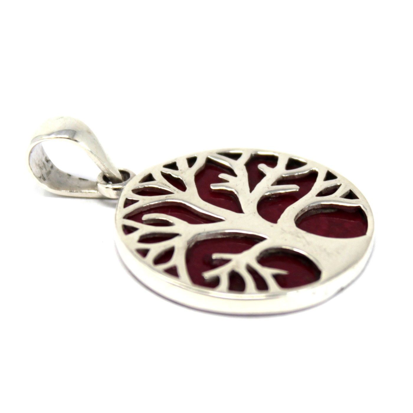 Baum Des Lebens Silber Anhänger 22mm - Koralleffekt