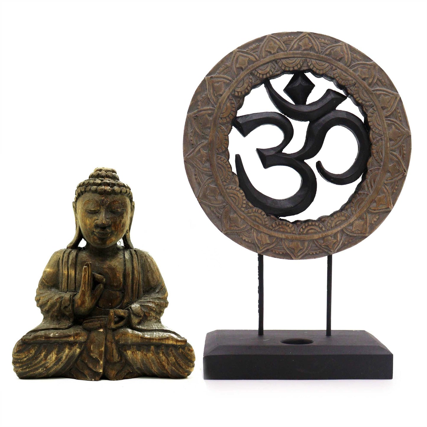 Buddha Feng Shui Set Om Grau und Schwarz Zwei Designs