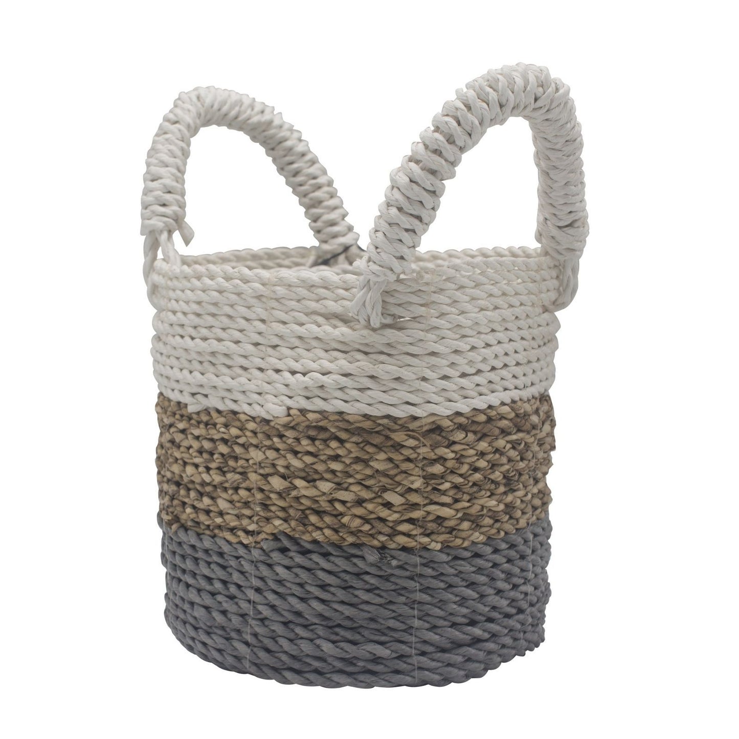 Seagrass Korb Set Grau Natur Weiß