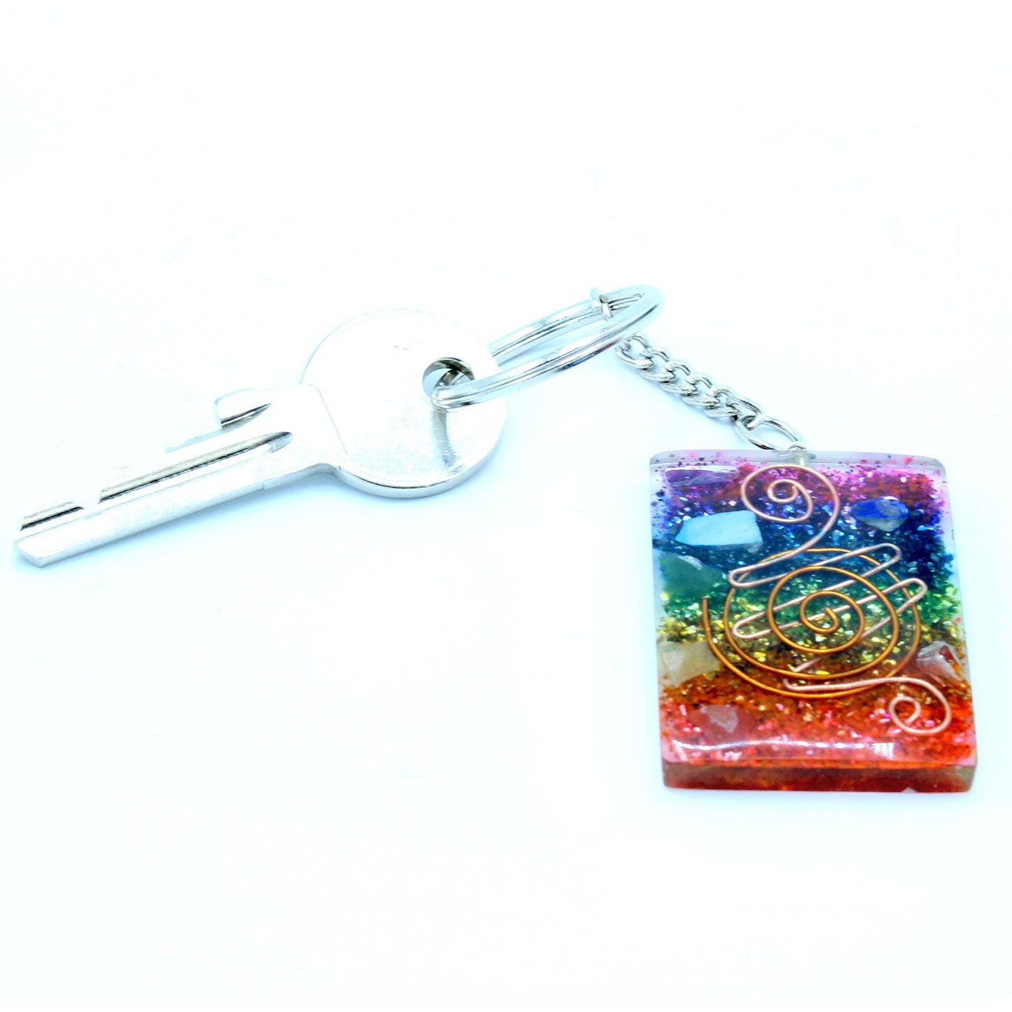 Orgonite Kraft Schlüsselanhänger - Heimschutz Kupfer und Chakra