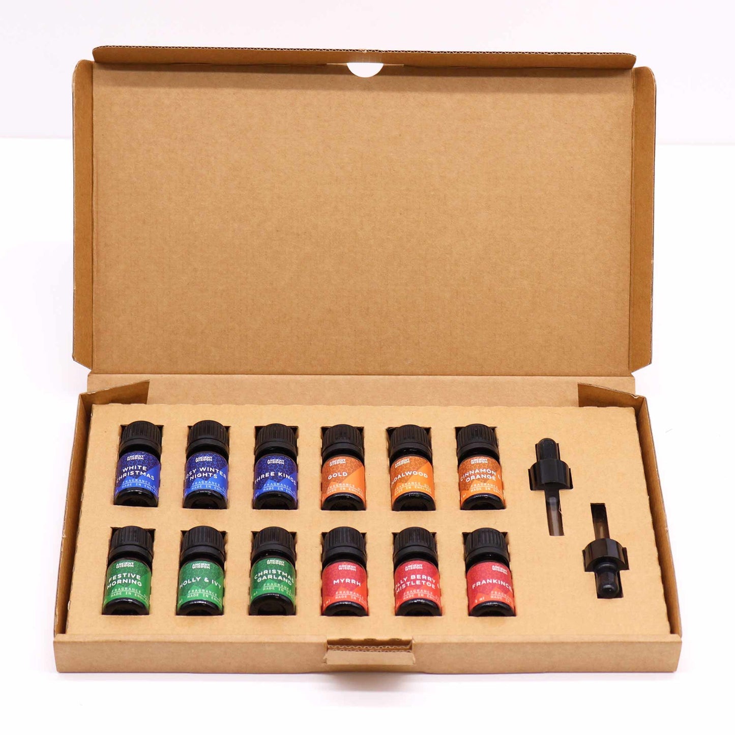 Festliche Düfte Duftöl Set mit Zwölf 5ml Fläschchen und Zwei Tropfern