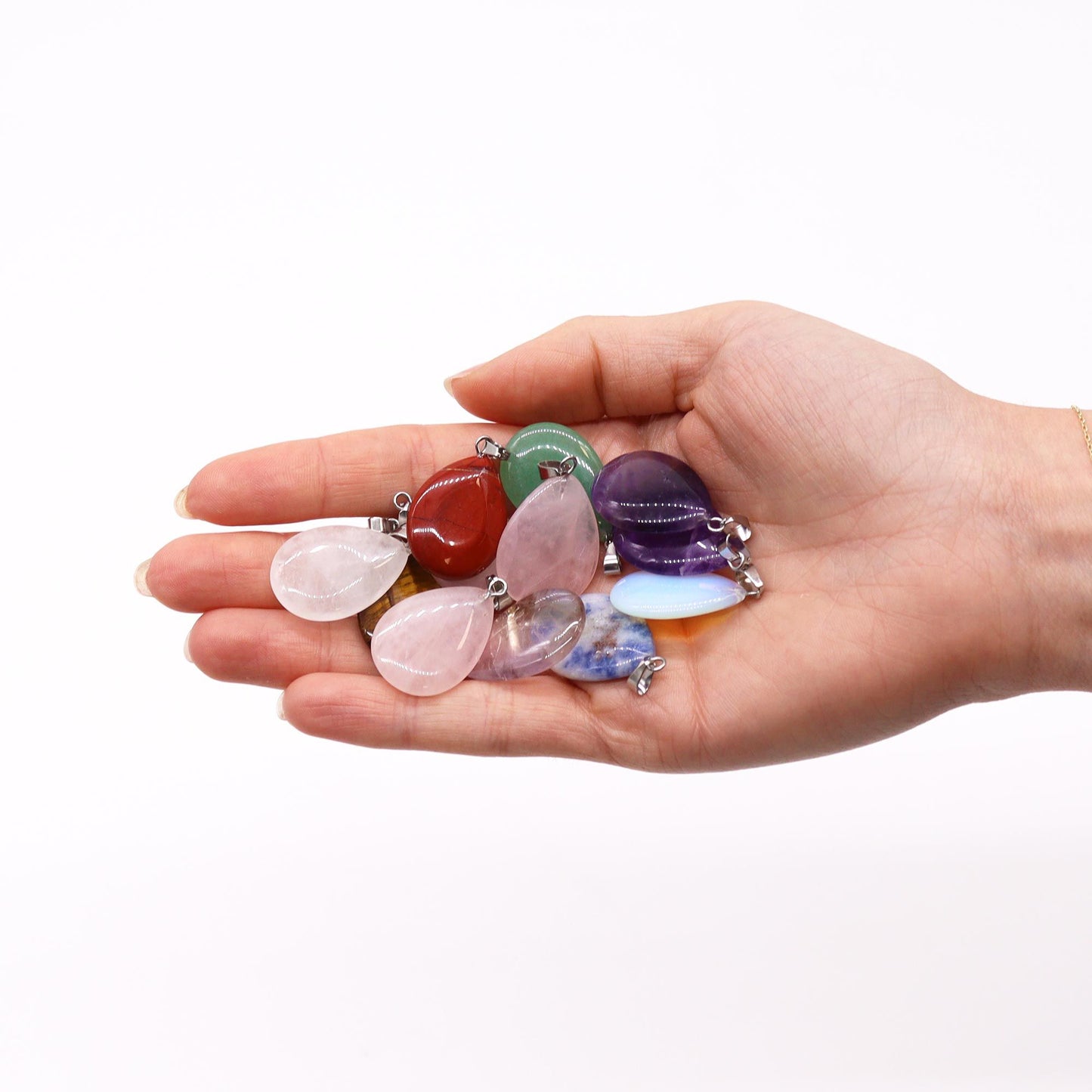 Edelstein Tropfen Anhänger Set 12 Verschiedene 25x18mm