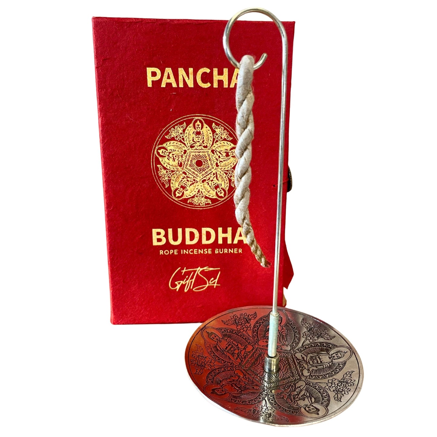 Seilrauch und Silberner Halter Set Pancha Buddha