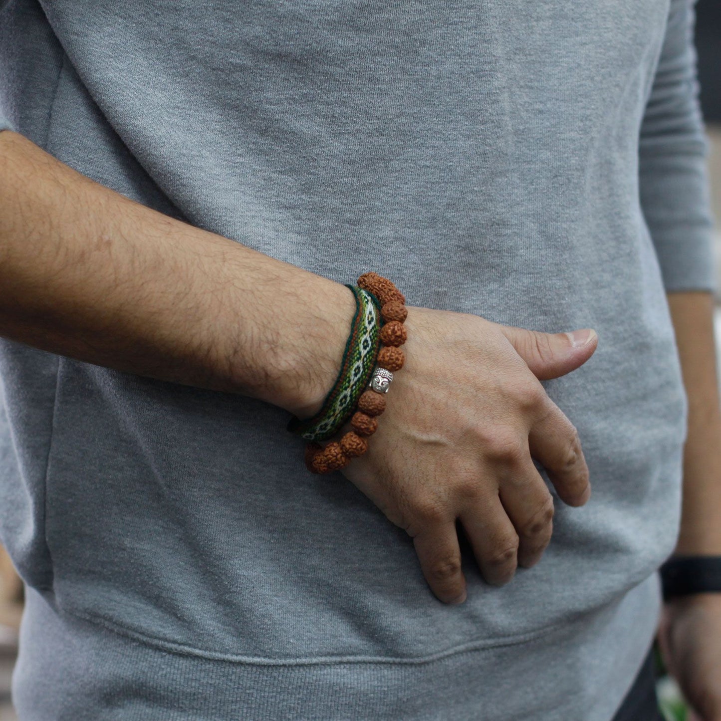 Rudraksha Buddha Armband Mala Braun