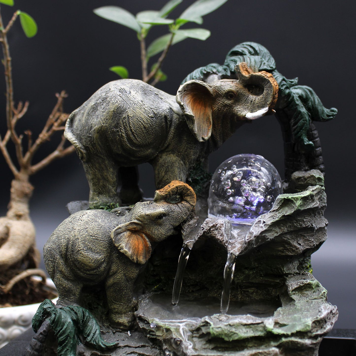 Tischwasserfall Elefantenfamilie 30cm