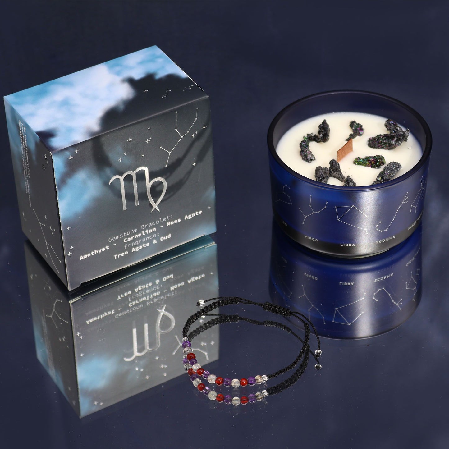 Zodiac Kristallkerze Mit Edelsteinarmband - Jungfrau