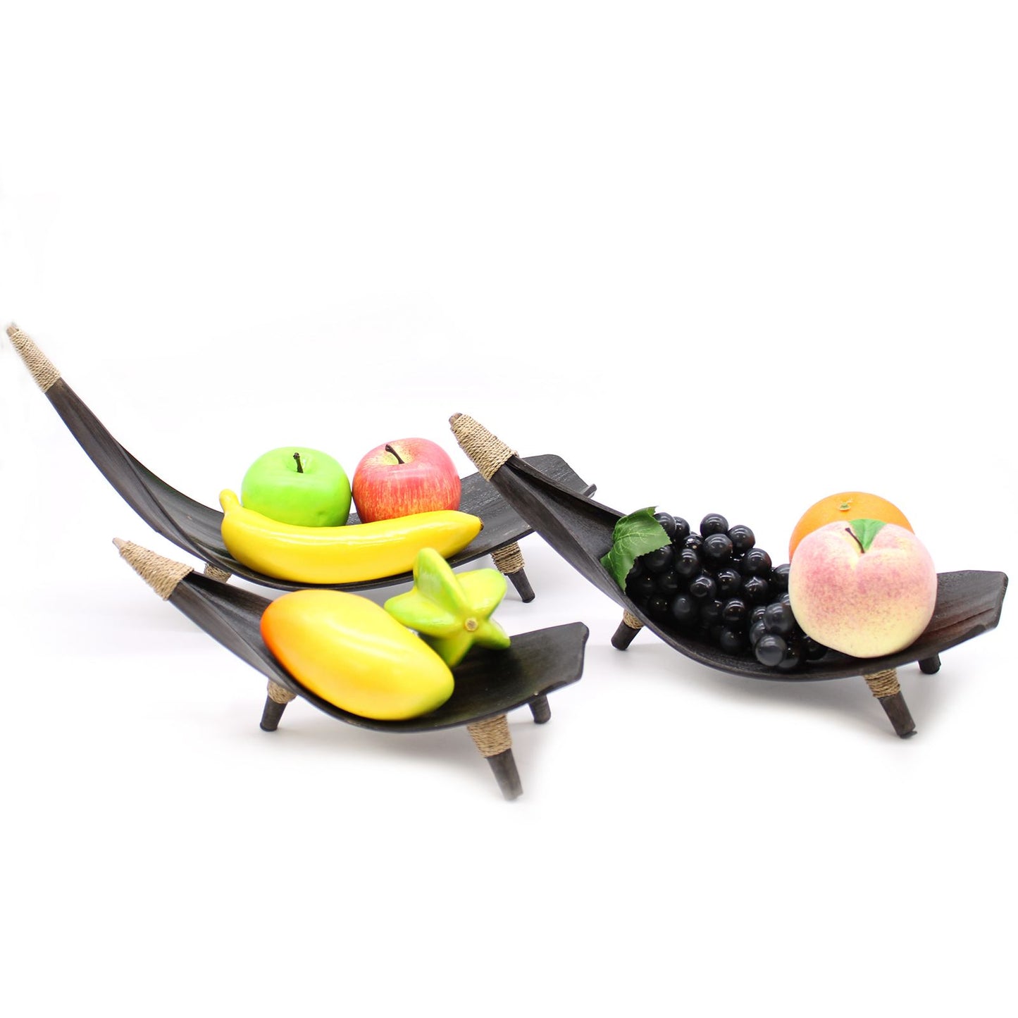 Kokosblatt Obstschalen Set - Schokolade