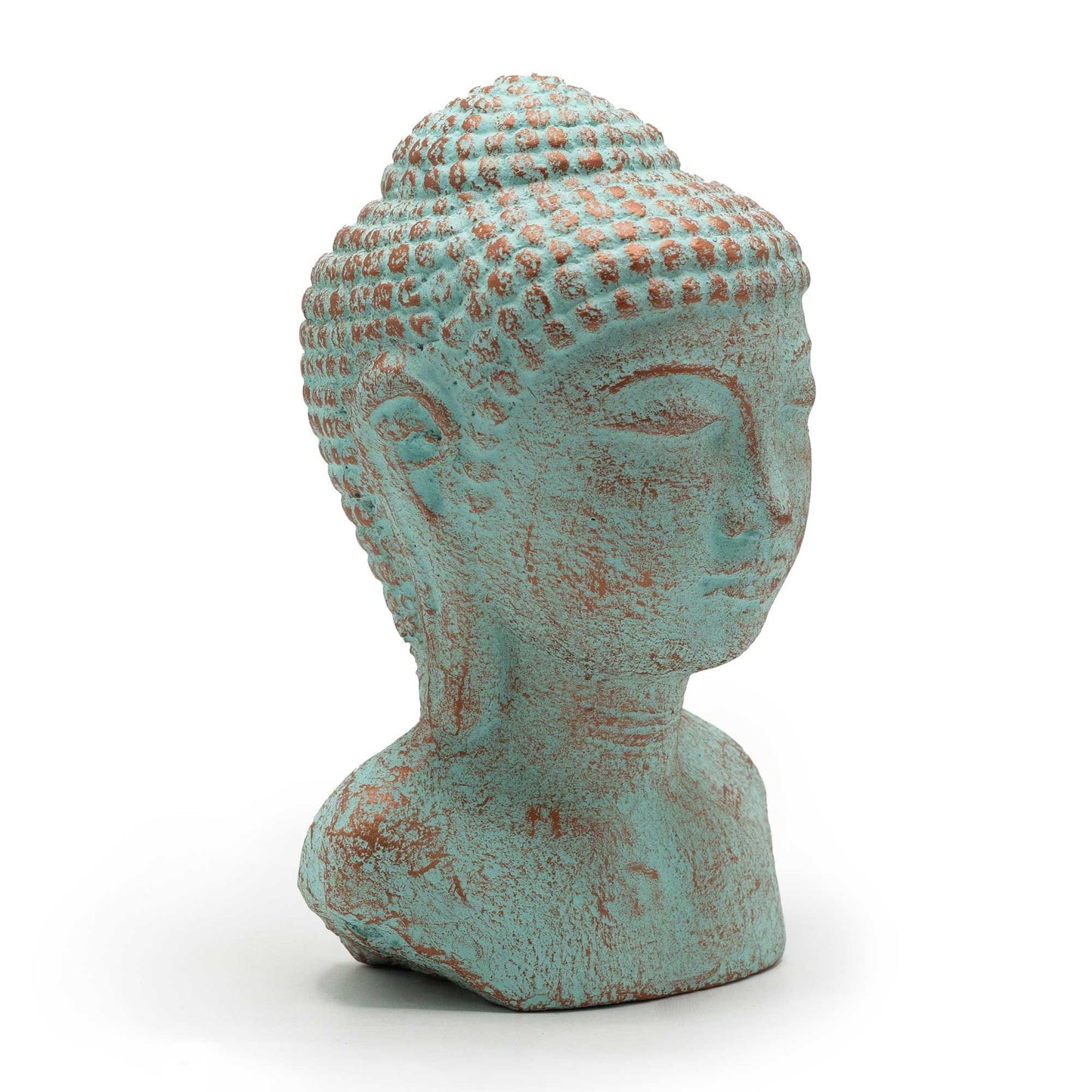 Ruhe Buddha Kopf In Grünem Kupfer Handgefertigt Aus Beton