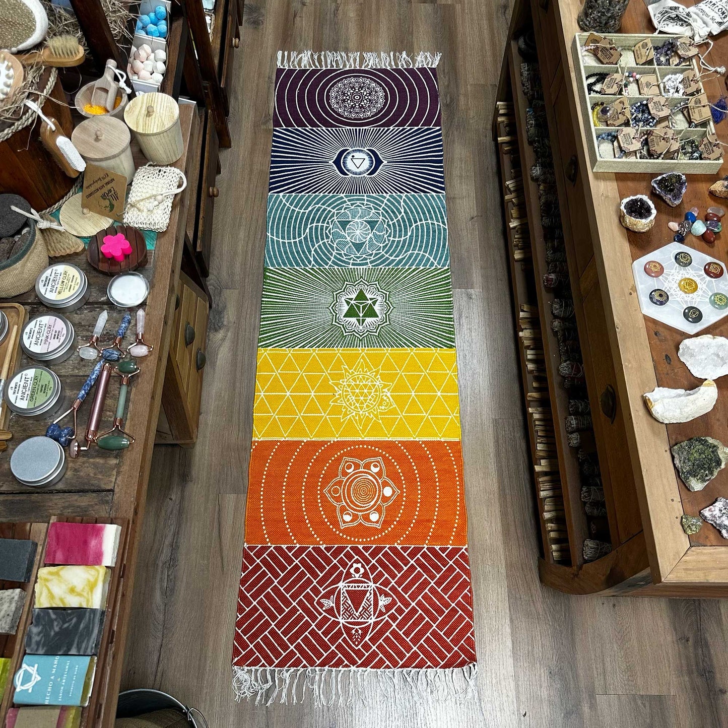 100 Prozent Baumwolle Yoga Teppich 60x200cm 7 Chakras