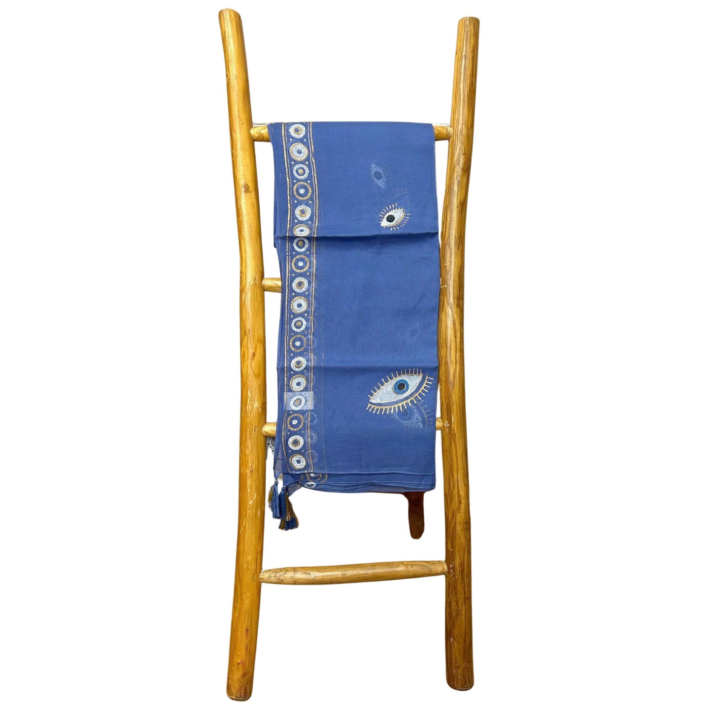 Nomad Sari Med Sammlung Pario Reich Blau und Gold Handgemaltes Böser Blick Design