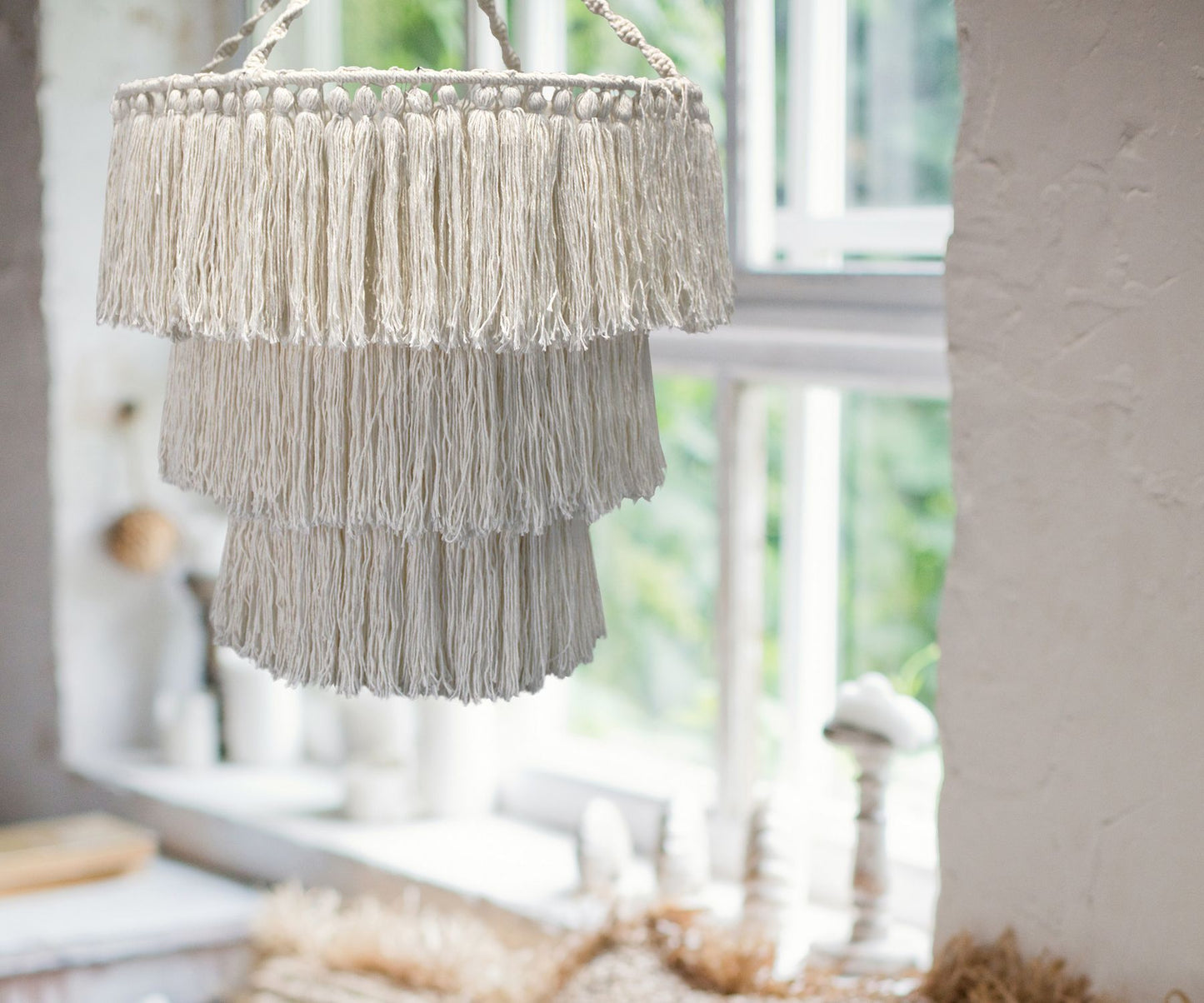 Makramee Weiche Deckenlampe Natur