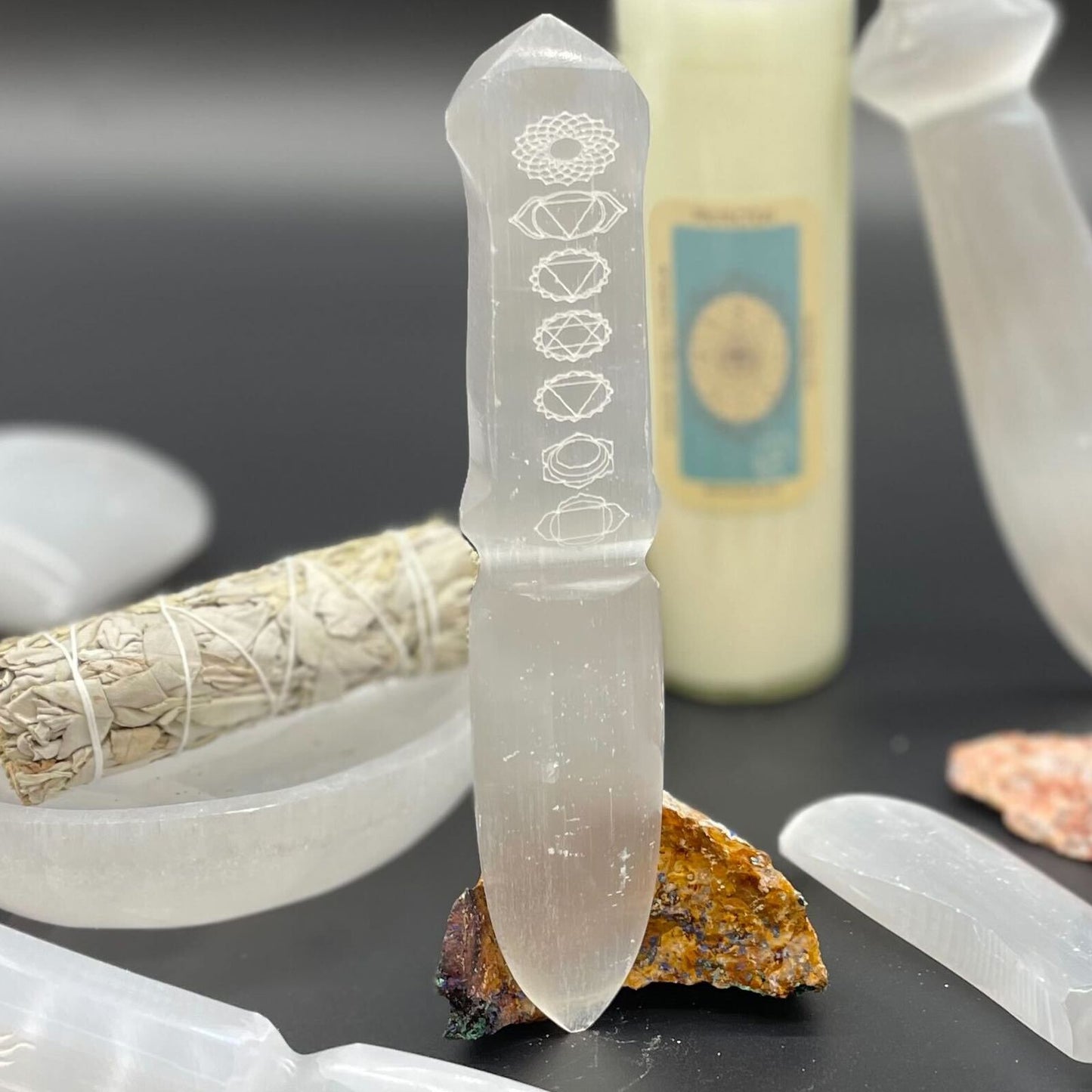 Selenit Ritualmesser Chakra
