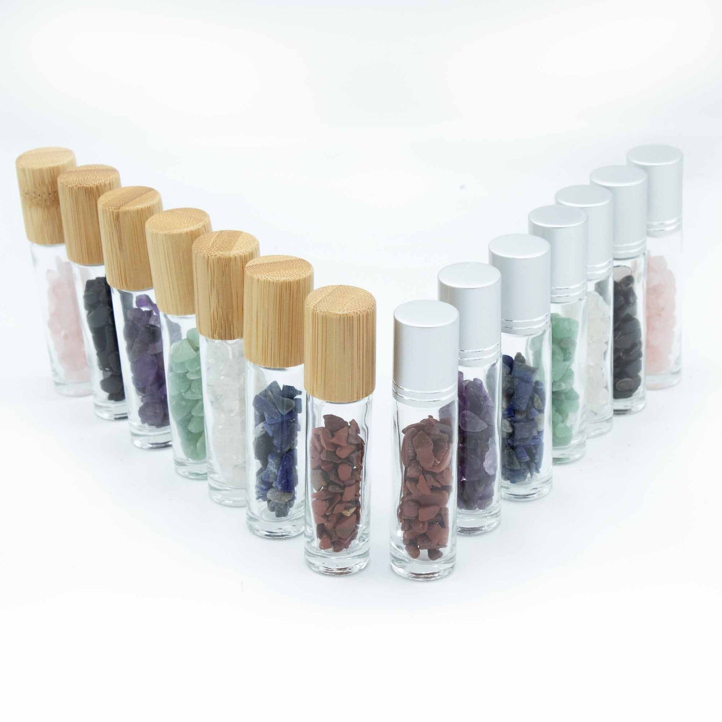 Edelstein Ätherisches Öl Roll-On Flasche - Amethyst - Silberner Deckel + Edelstein Roll Tipp für 5ml Flasche - Amethyst