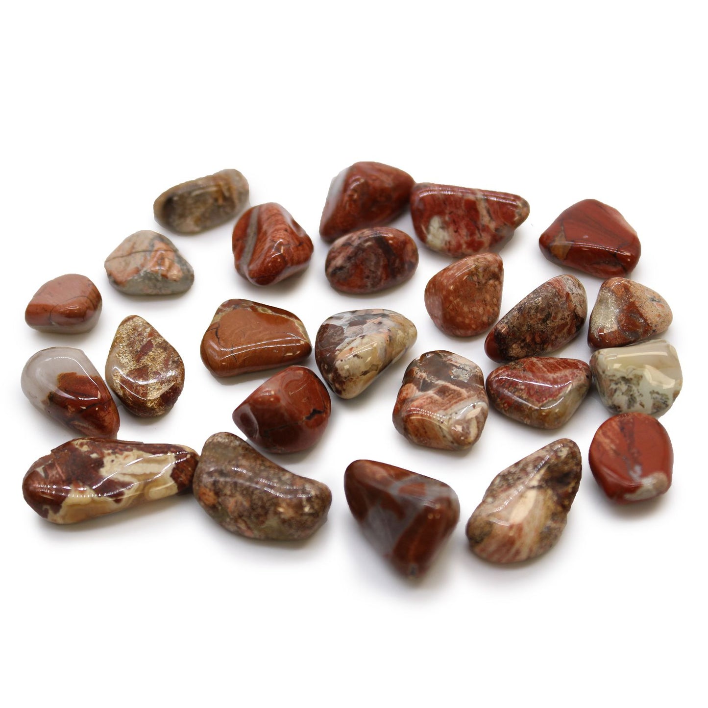Sack Mit 24 Kleinen Afrikanischen Tumbled Stones - Helles Jaspis - Brecciated