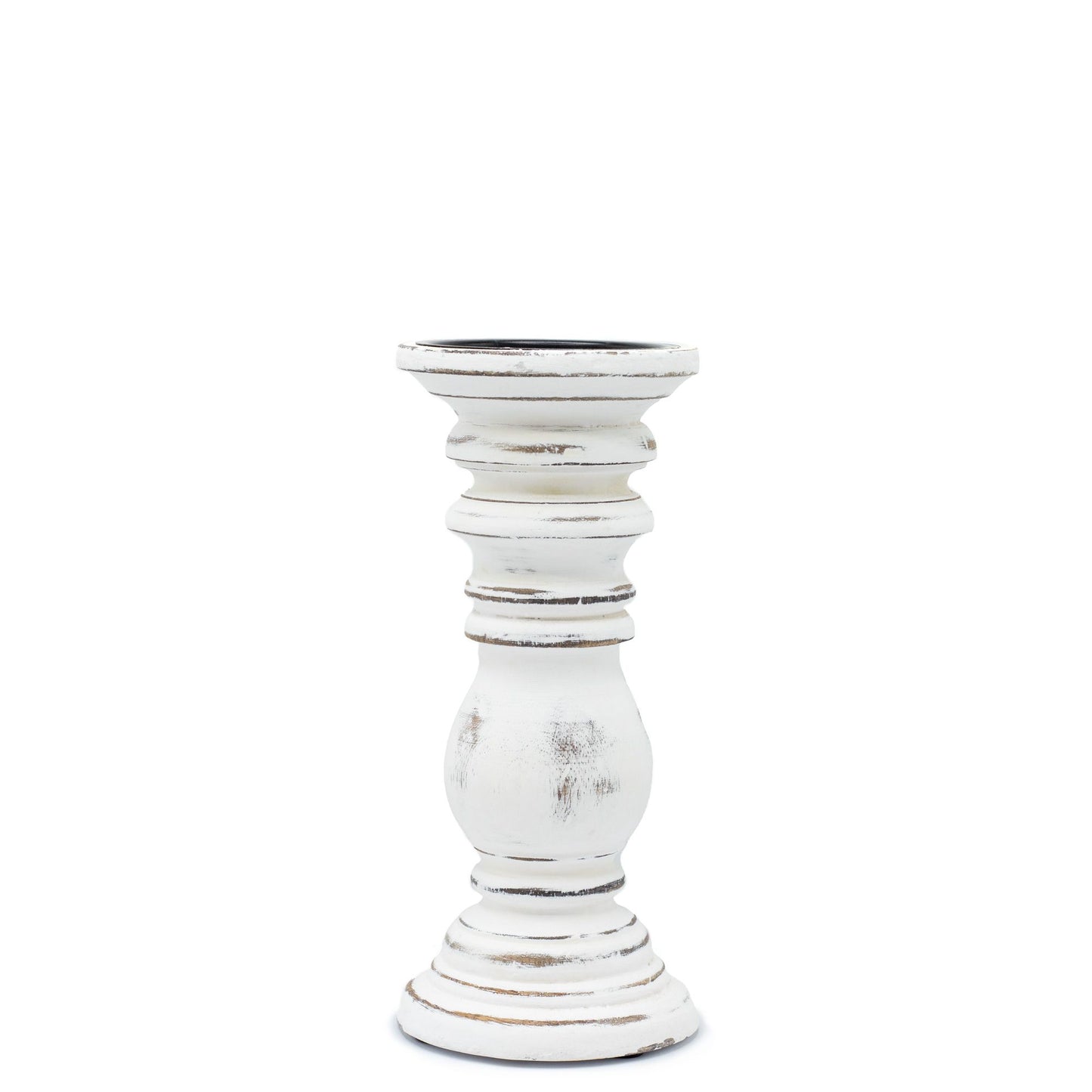 Klassischer Kerzenhalter - Weiß gewaschen - 23x10cm - Klein