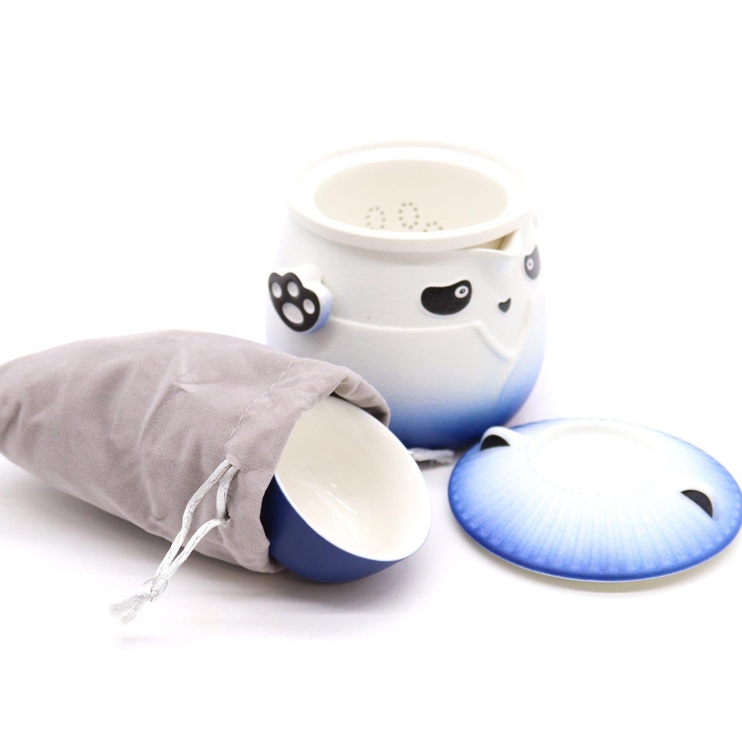 Panda Teekanne Set Mit Drei Tassen Himmelblau