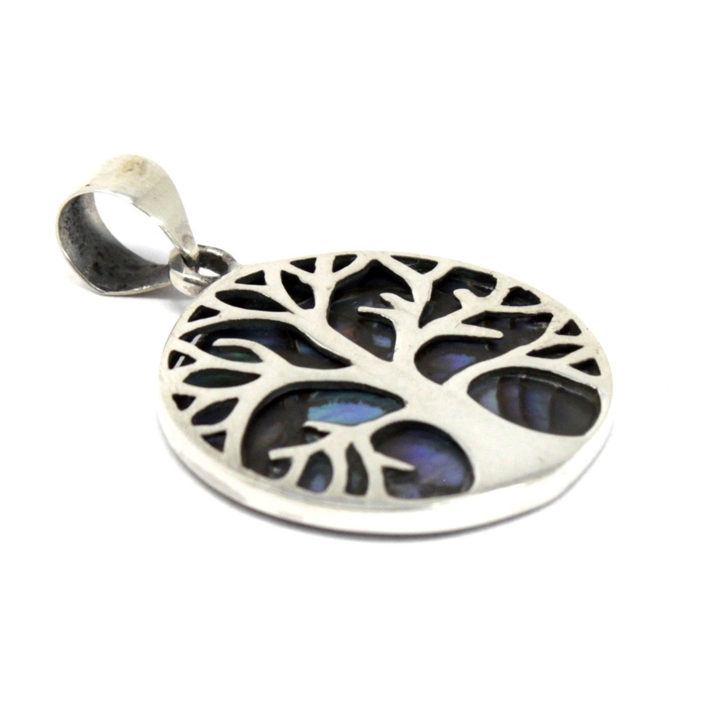 Baum Des Lebens Silberanhänger 22mm - Abalone