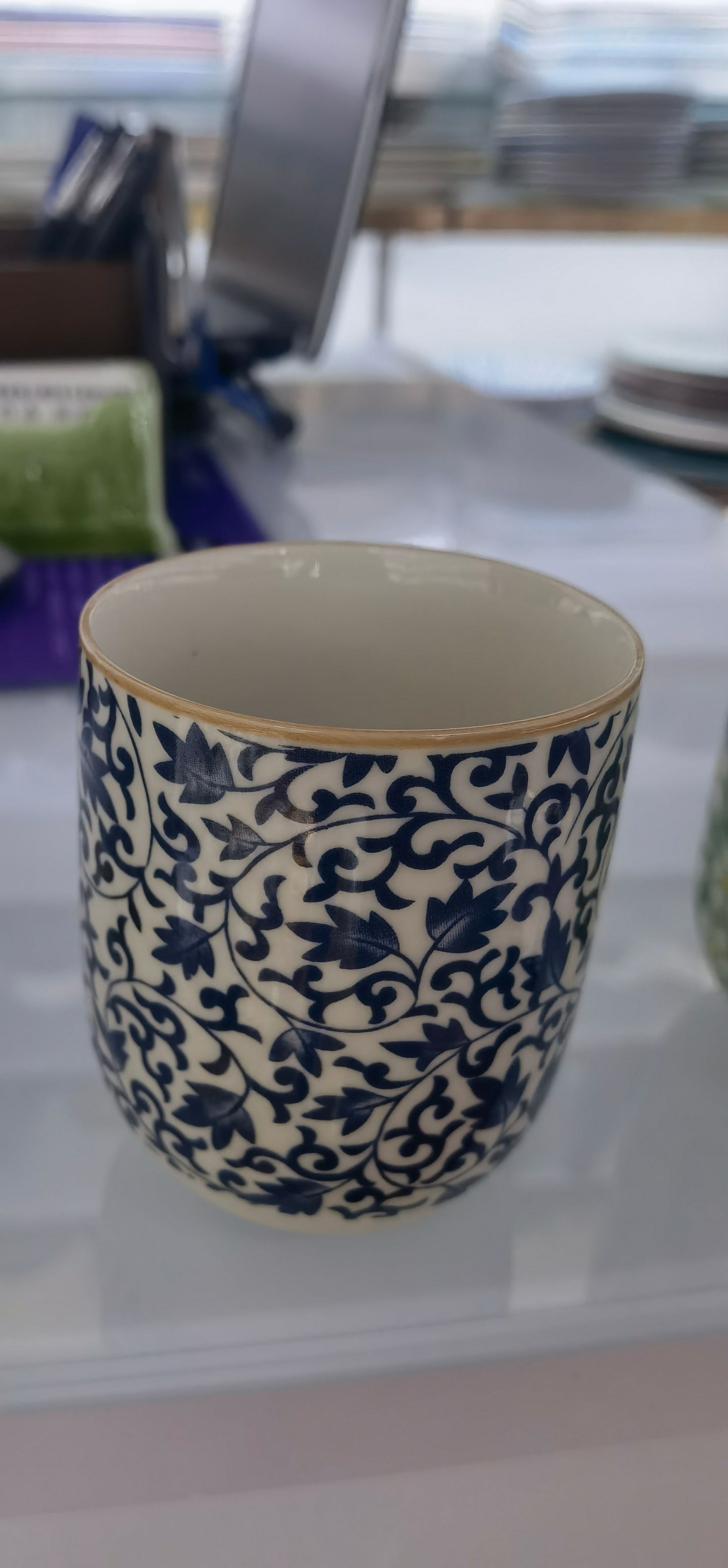 Kräutertee Tassen Mit Blauem Muster Set Von 6