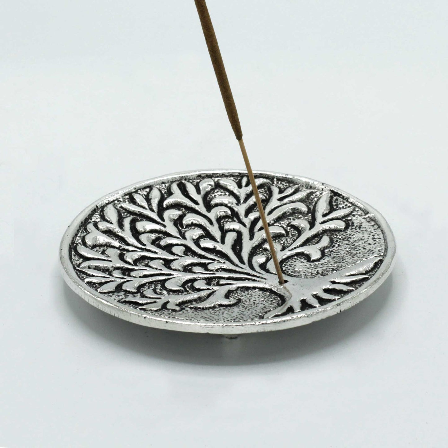Polierter Aluminium Lebensbaum Räucherstäbchenhalter 10cm