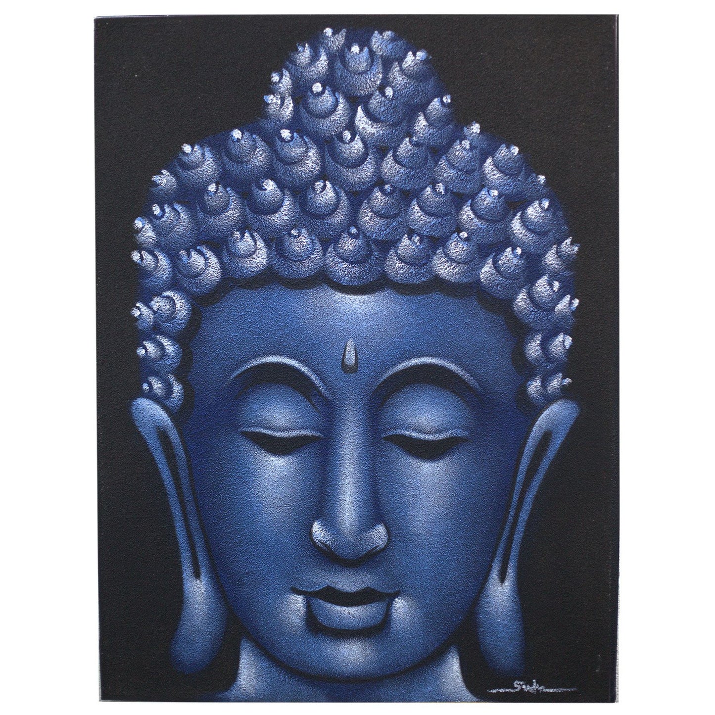 Buddha Gemälde Mit Blauer Sandoberfläche