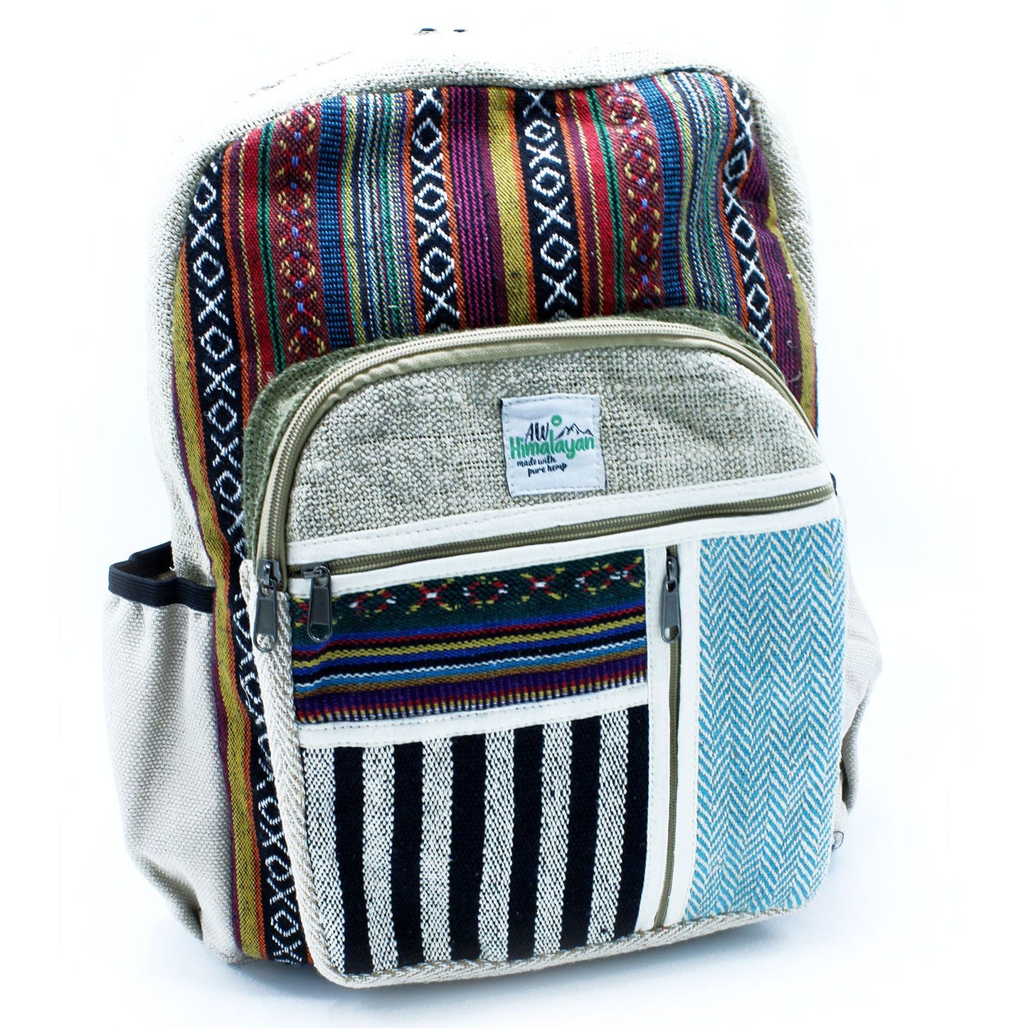Großer Hanf Rucksack - Gerade Reißverschluss Stil
