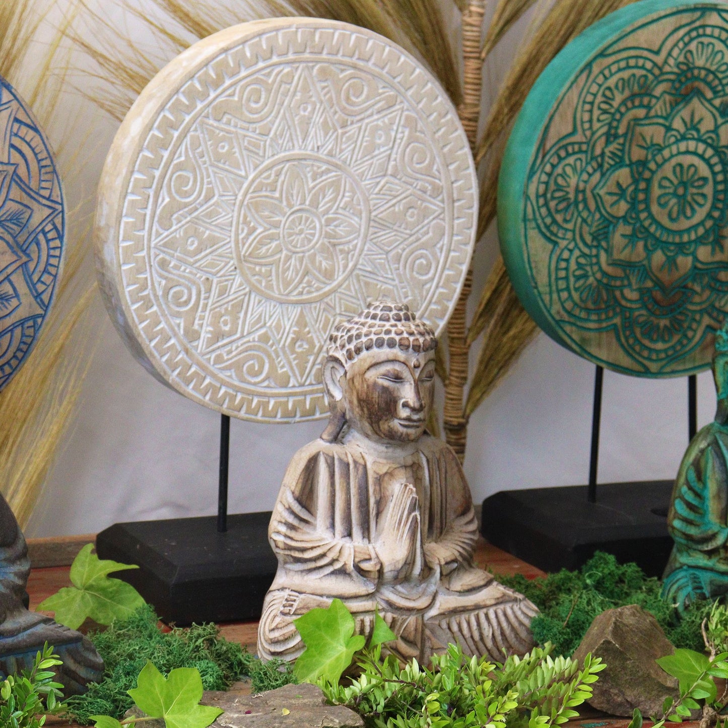 Buddha Feng Shui Set Klassische Mandala Natürliche Ausführung 2 Designs