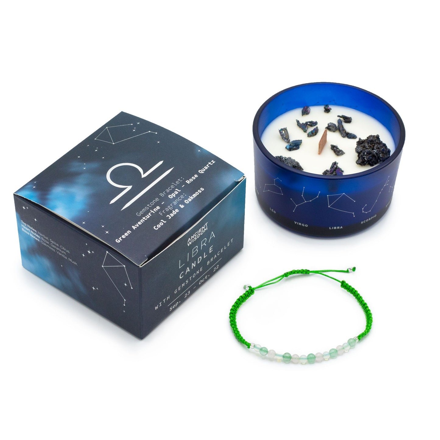 Zodiac Kristallkerze Mit Edelsteinarmband - Waage